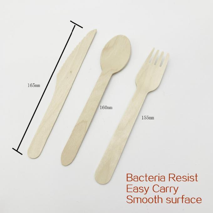 140mm 160mm Birch Disposable Spoon Fork Knife Set Cottoli in legno per la stampa su misura 0