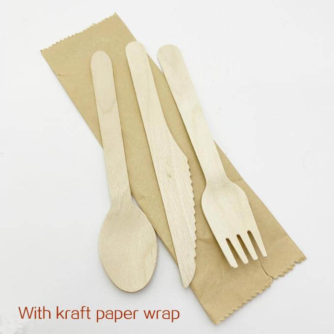 140mm 160mm Birch Disposable Spoon Fork Knife Set Cottoli in legno per la stampa su misura 1