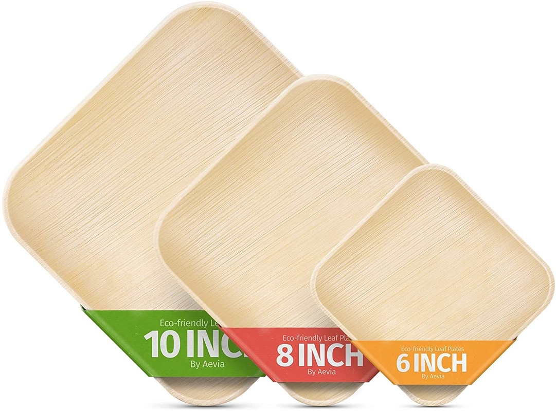 Biodegradable 6" Square Palm Leaf Serving Tray For Charcuterie
